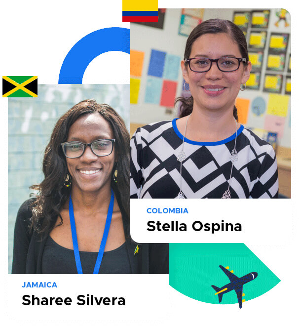 Teachers from Jamaica and Colombia